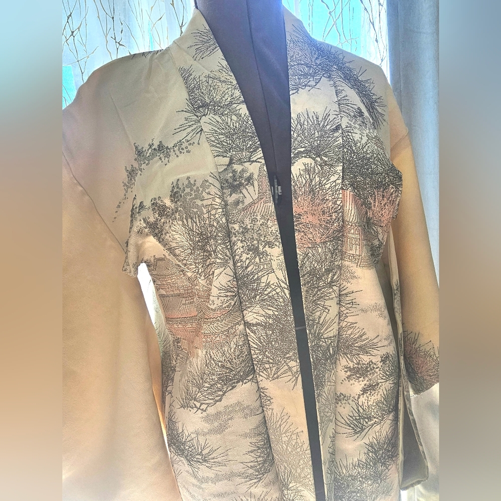 Heavy Embroider Metalic Silk Haori Kimono/ Short Jacket Ivory Color
